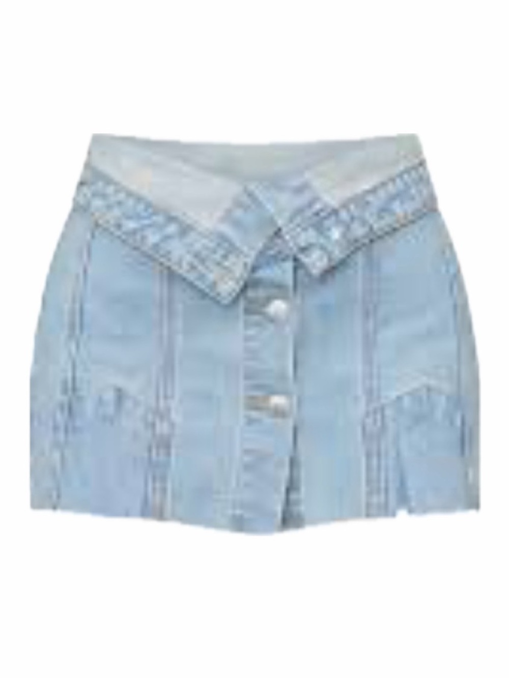 PRETTY LITTLE THING WOMEN US 4 DENIM FOLD OVER BUTTON FRONT MICRO MINI SKIRT